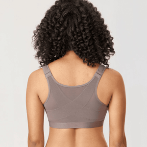 Back view of plus size wireless bra with wide supportive band and adjusters - MissFine