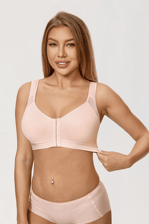 Back view highlighting wide mesh panel and supportive cross-back design on seamless posture bra - MissFine