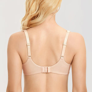 Back view of cotton full cup underwired bra with multi hook back closure and smooth band - MissFine