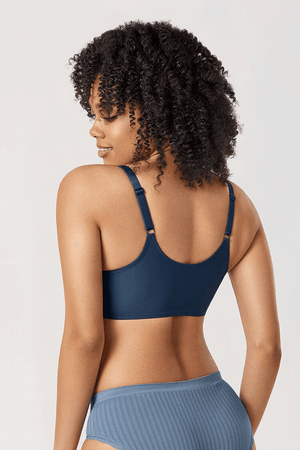 Close-up of seamless molded cups and center front closure hardware - MissFine