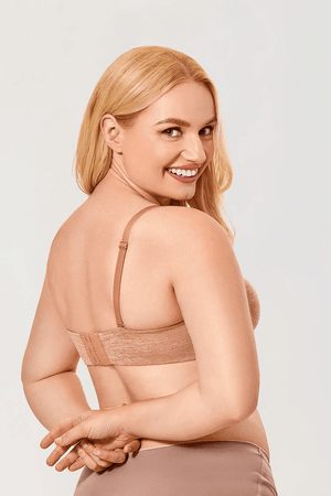 Front view of black convertible strapless bra with smooth molded cups and sweetheart neckline - MissFine