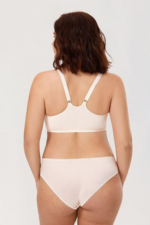 Back view of smooth band with scalloped edge and adjustable straps - MissFine