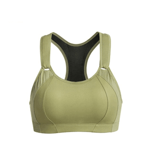 Side view of wire-free racerback orthopaedic sports bra showing full coverage cups and smooth seamless fabric - MissFine