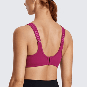 Side angle of plus size sports bra showing padded cup shape and supportive underband - MissFine