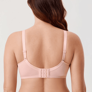 Side angle of plus size cotton full cup non padded bra showing seamed cups and straps - MissFine