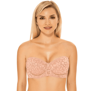 Close-up of floral lace and scalloped edging on molded padded cups highlighting underwire shape and sweetheart neckline - MissFine