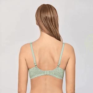 Back view of lace bra with hook-and-eye back closure and adjustable shoulder straps - MissFine