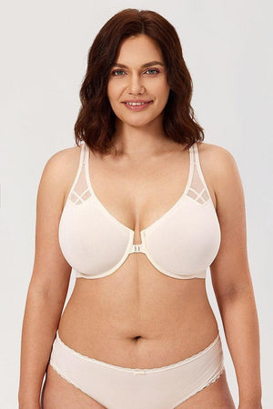 Close-up of center front clasp and lightly contoured cup shape - MissFine