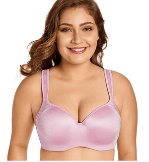Side angle of blue full cup underwired bra showing wide adjustable straps and smooth profile - MissFine