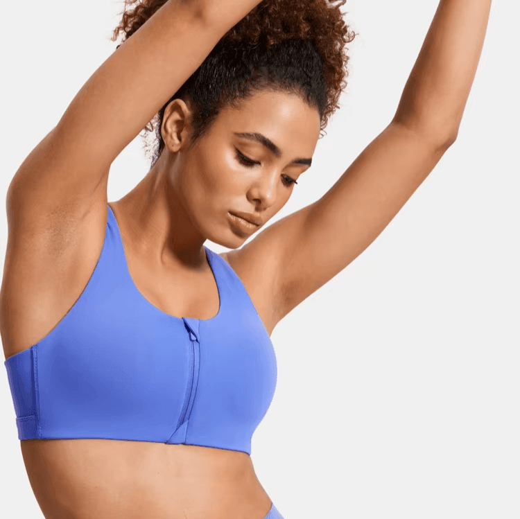 Zip-Front Wire-Free Sports Bra – Feminine Style