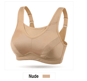 Back view of light blue full cup sports bra with wide straps and smooth band - MissFine