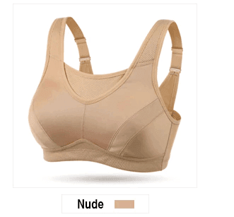 Back view of light blue full cup sports bra with wide straps and smooth band - MissFine