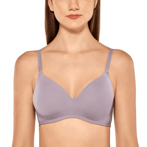 Back view of light blue bra with hook-and-eye back closure and adjustable straps - MissFine