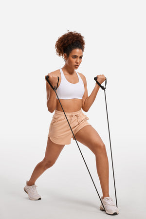 Front view of navy blue wireless full-coverage sports bra with scoop neckline - MissFine