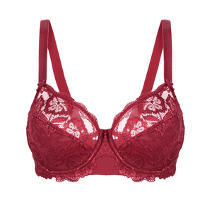 Side angle showing molded cups and underwire support on lace plus size bra - MissFine