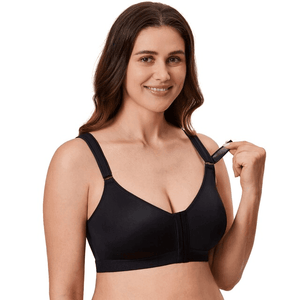 Front view of nude molded full cup padded bra with zipper closure and smooth cups - MissFine