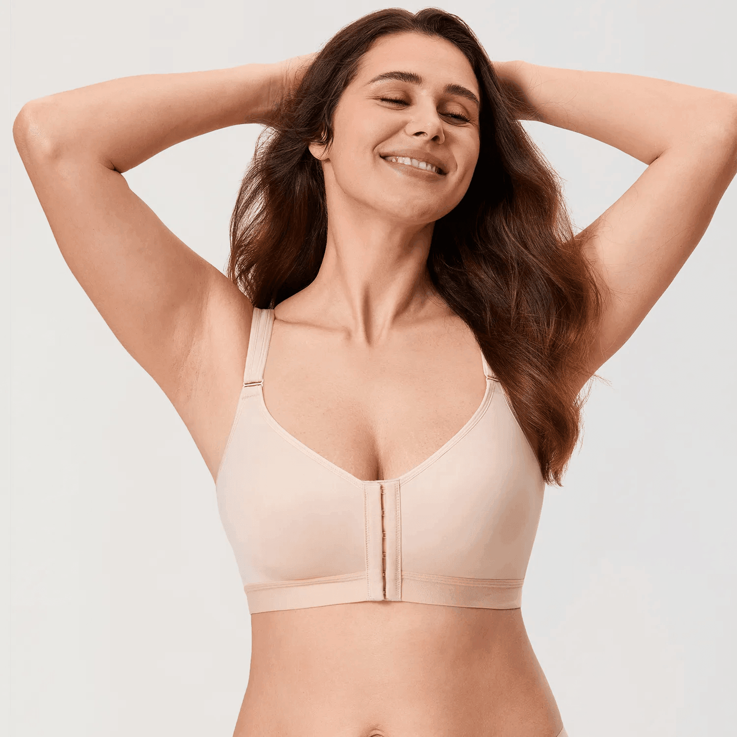 Back view of black posture support bra showing racerback-style mesh spine panel - MissFine