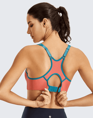 Back view of racerback design with hook-and-eye back closure and circular cutout detail - MissFine