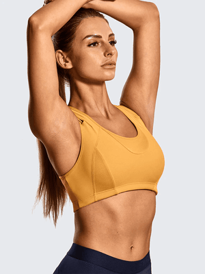 Close-up of breathable mesh panel and elastic underband on active bra - MissFine