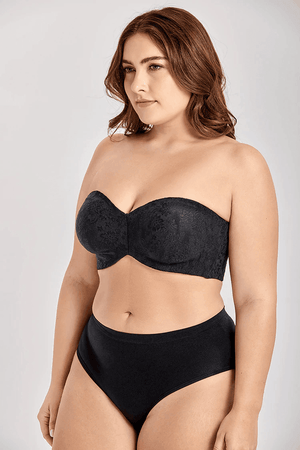 Side angle of molded padded cups showing full coverage and wide band support - MissFine