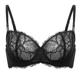 Side angle of purple underwired padded bra showing smooth molded cups and adjustable straps - MissFine