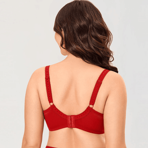 Back view of purple full coverage bra with multi-row hook-and-eye closure - MissFine