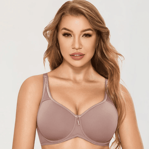 Front view of vintage purple full coverage front closure padded bra for full figures - MissFine