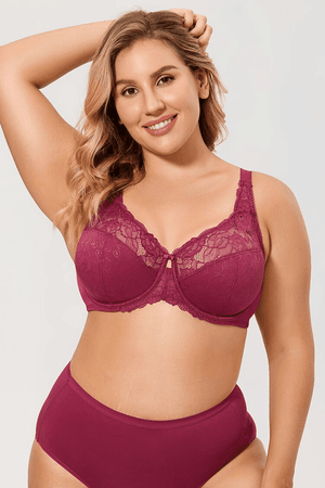 Back view of plus size bra with wide band and multi-row hook-and-eye closure - MissFine