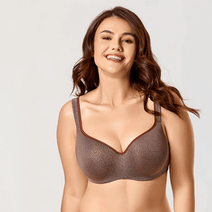 Front view of blue plus size full coverage bra with molded underwire cups - MissFine