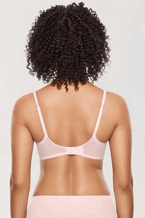 Back view of blush padded bra with smooth band and multi-hook back closure - MissFine