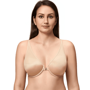 Close-up of winter purple front clasp and seamless molded underwire cups - MissFine