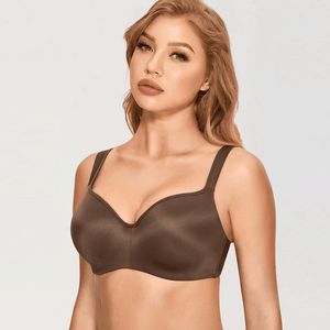 Back view of plus size bra with wide band and multi-row hook-and-eye back closure - MissFine