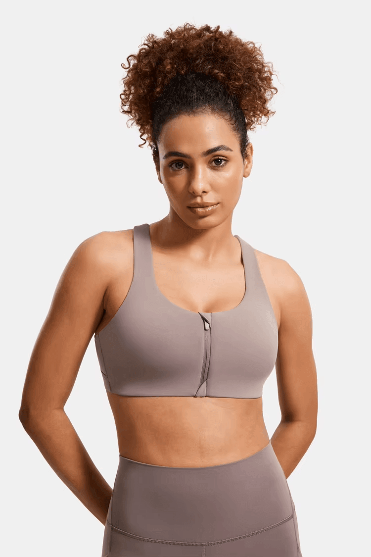 Zip-Front Wire-Free Sports Bra – Feminine Style