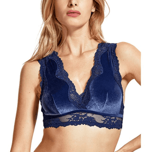 Back view of lace racerback bra with keyhole detail and hook-and-eye closure - MissFine