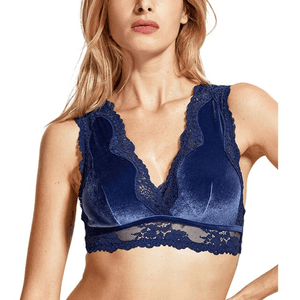 Back view of lace racerback bra with keyhole detail and hook-and-eye closure - MissFine