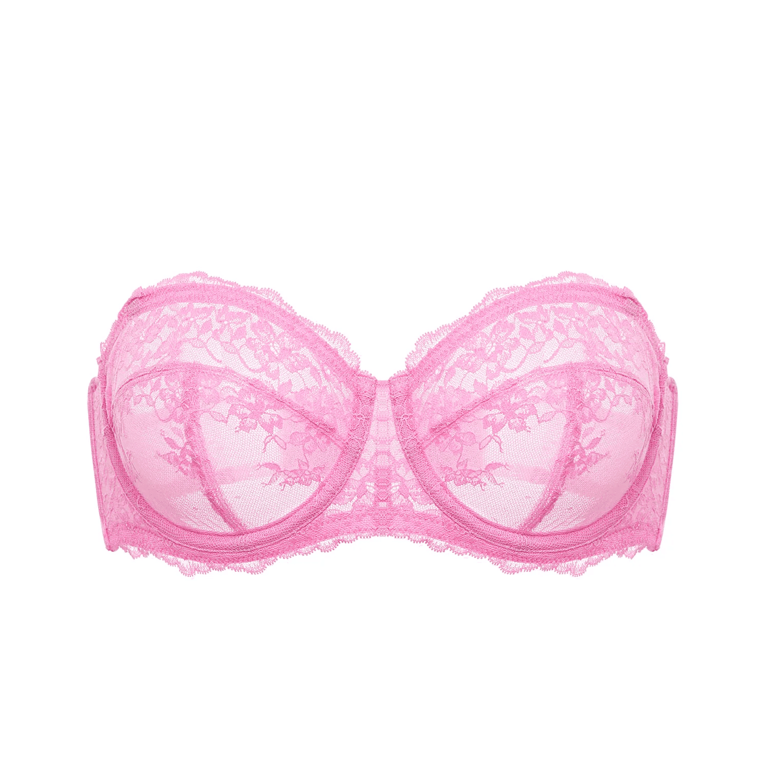 Back view of white strapless bra with wide seamless band and hook-and-eye closure - MissFine