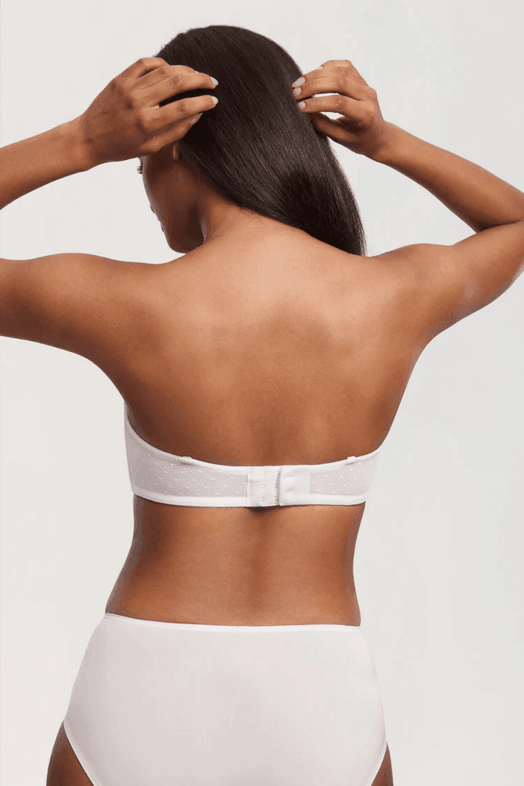 חזיית סטרפלס קייצית עם עצם בגימור תחרה נשי להופעה אופנתית תומכת - לה איסלה: אופנה וחזיות פרימיום