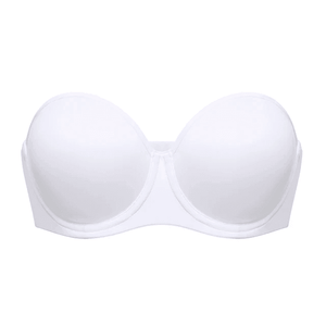 Front view white strapless bra with sweetheart neckline and smooth molded cups - MissFine