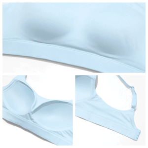 Back view of adjustable straps and hook-and-eye closure on light green padded t shirt bra - MissFine