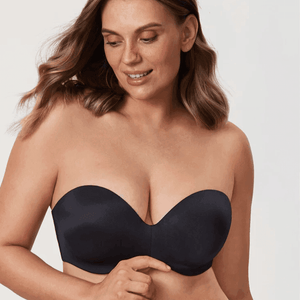 Side angle showing smooth padded cup shape and low center gore for deep V necklines - MissFine