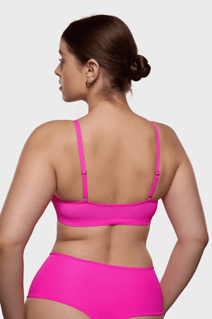 Back view of light blue wire-free bra with hook-and-eye back closure - MissFine