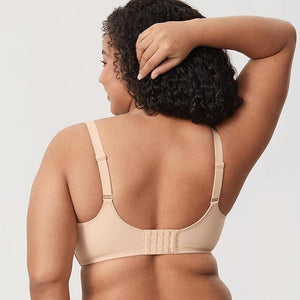 Front view of white seamless underwired bra with molded T-shirt cups and full coverage - MissFine