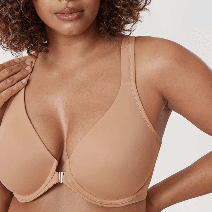 Side angle of royal blue full coverage underwire bra showing molded cup shape - MissFine