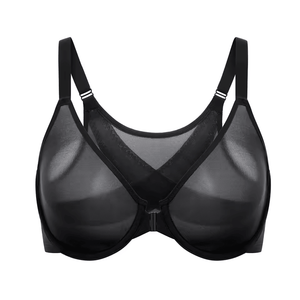 Back view highlighting wide smoothing band and hardware of front closure underwire bra - MissFine