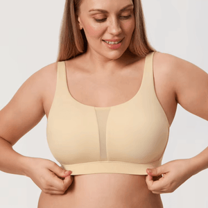 Side angle of plus size seamless bra showing smooth full coverage and wide band - MissFine