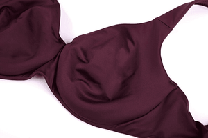 Top-down close-up of satin-blend cups and wide support band for plus-size fit - MissFine