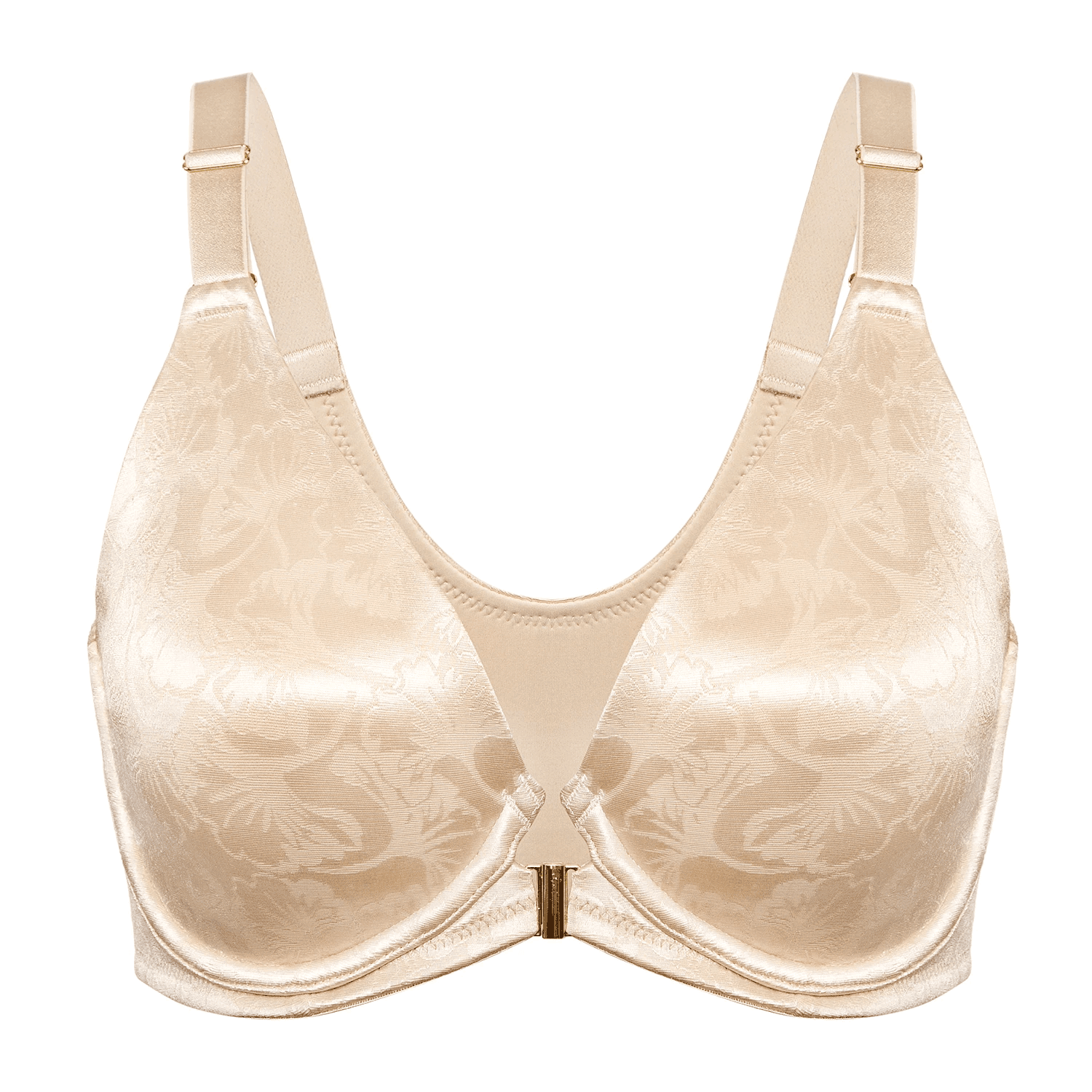 Side angle of nude seamless underwired bra in plus size with adjustable straps and smooth cups - MissFine