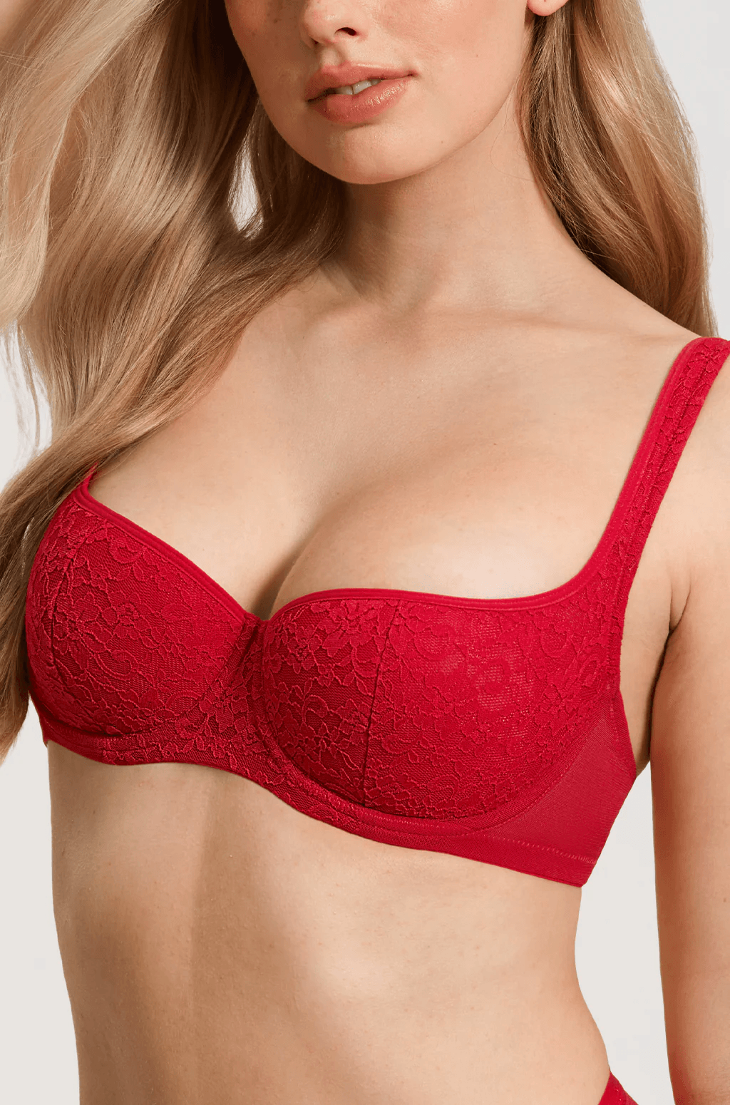 Back view of red underwired bra with smooth band and hook-and-eye back closure - MissFine