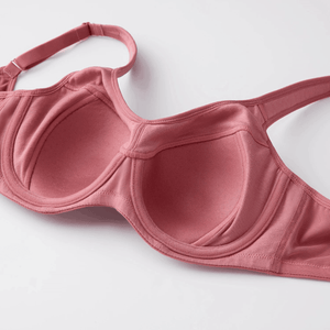 Side angle of sage green minimiser bra highlighting full cup construction and breathable smooth fabric - MissFine