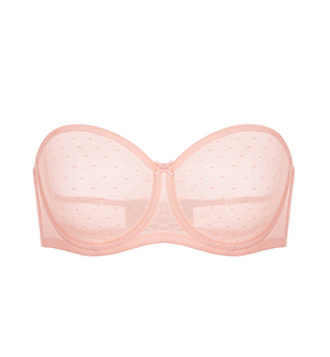 Back view of strapless bra with hook-and-eye back closure and optional convertible straps in white - MissFine